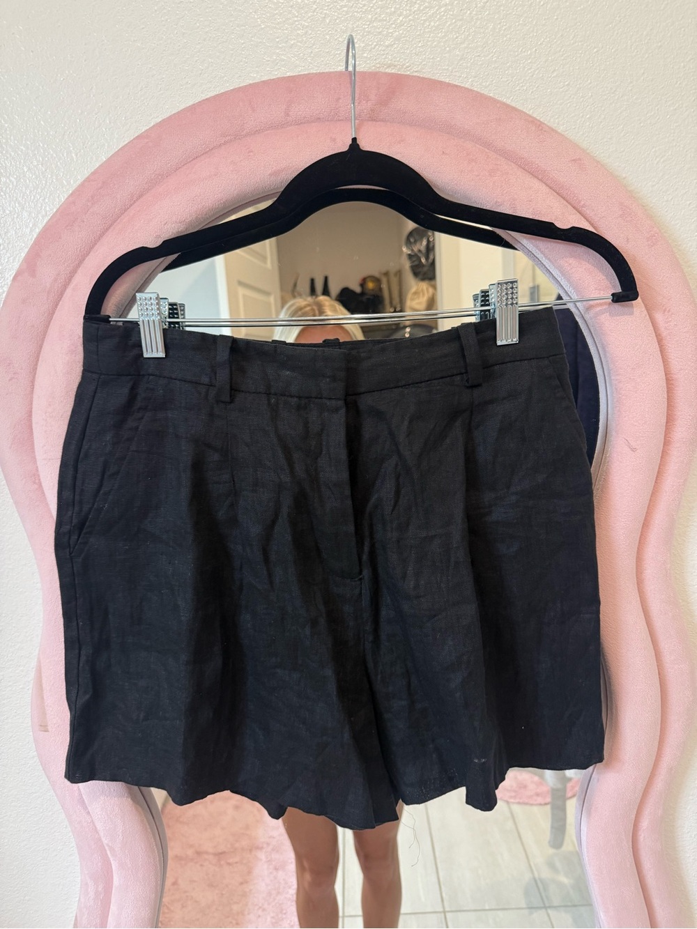 Zara Black Linen Blend High-Waist Shorts